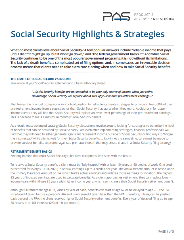 Social Security Highlights Strategies