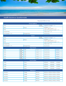 Medical Insurance Questionnaire Sales Library